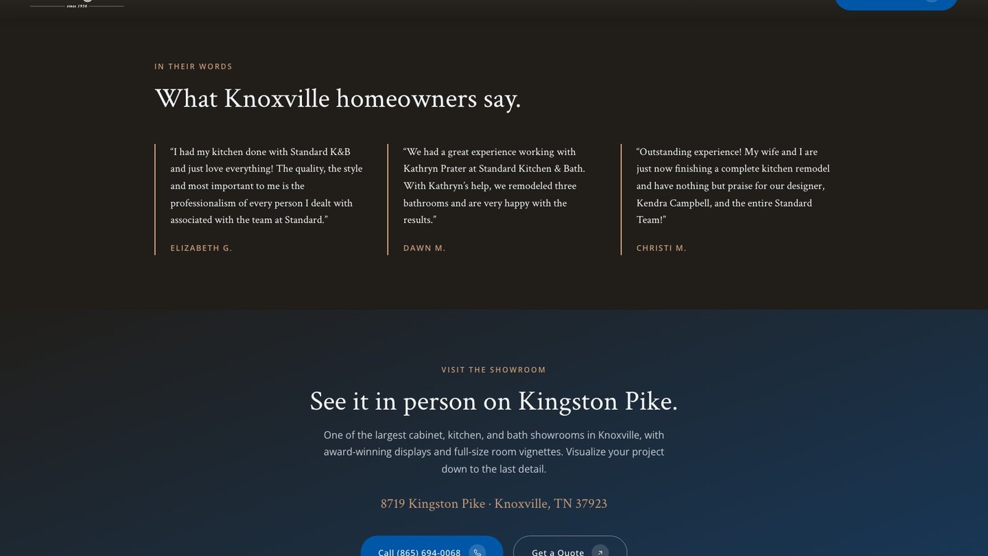 The reviews section of the new homepage