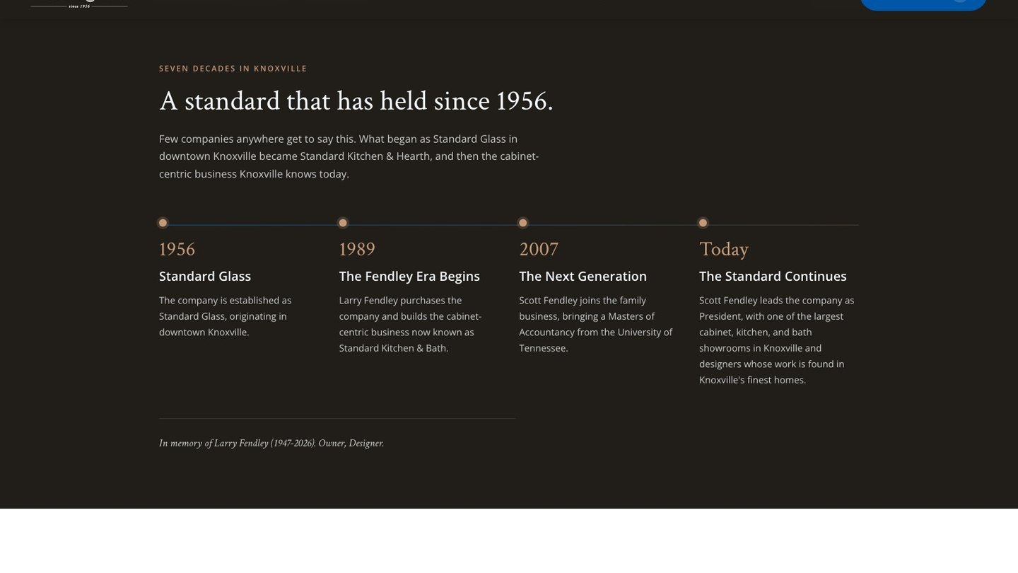 The heritage timeline section of the new homepage
