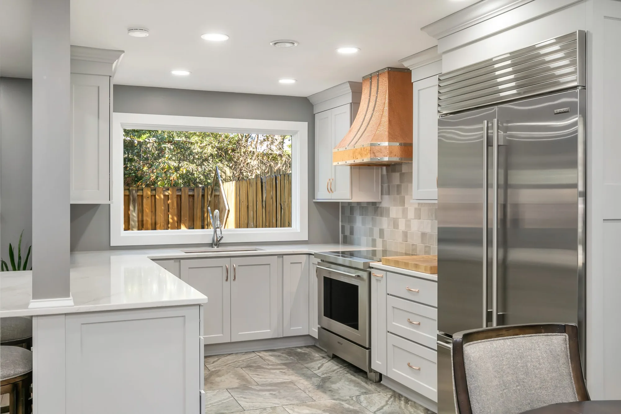 Custom kitchen with pendant lighting