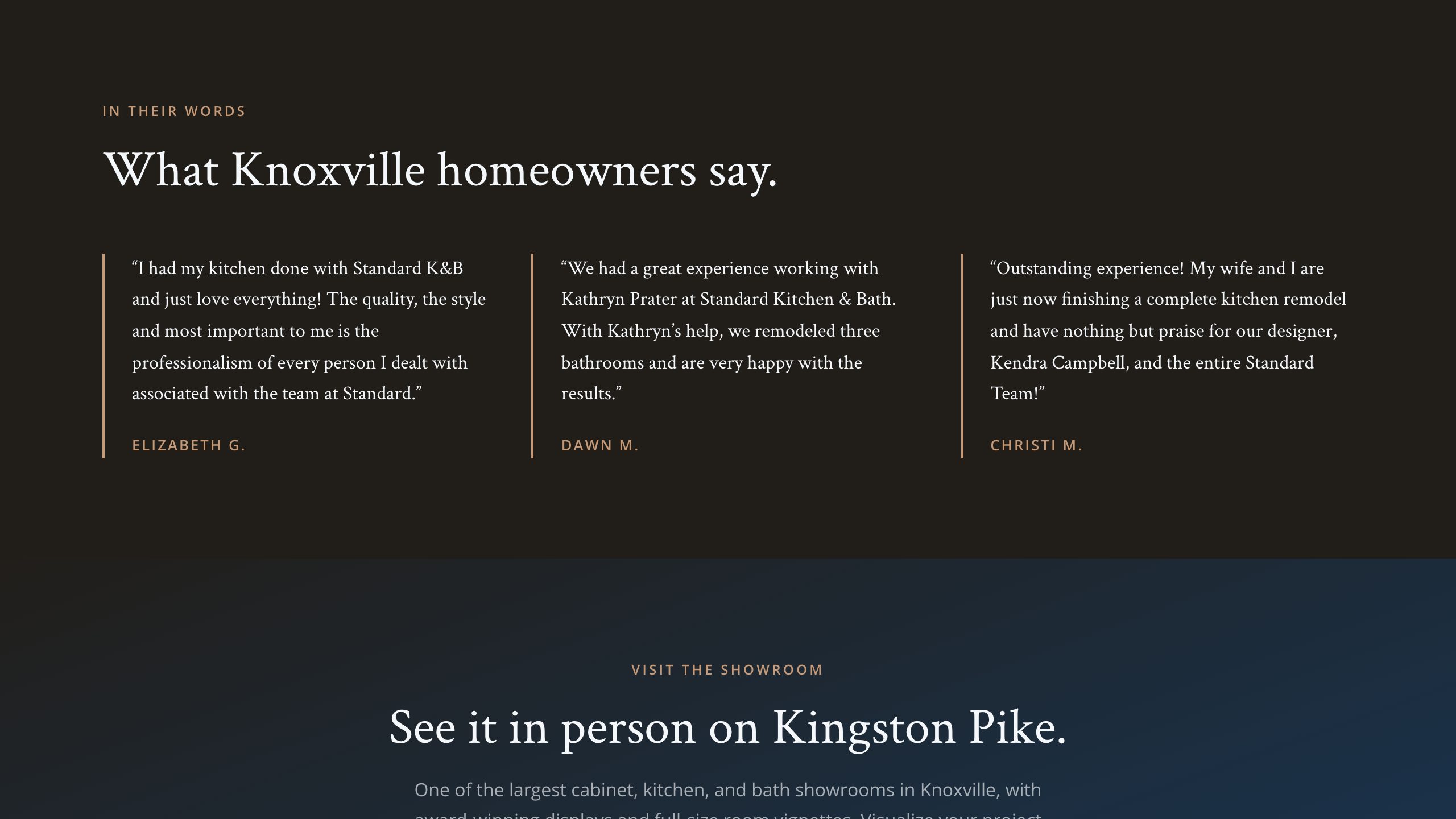 The reviews section of the new homepage